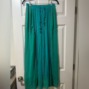 POL Teal Green Wide Leg Pants Drawstring Waist